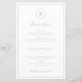 Traditionelles Dusty Blue Elegant Wedding Menu (Vorderseite)