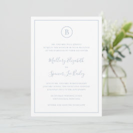 Traditionelles Dusty Blue Elegante Hochzeit Einladung