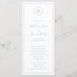 Traditionelles Dusty Blue Elegante Hochzeit Programm