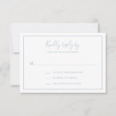 Traditionelles Dusty Blue Elegante Hochzeit RSVP Karte (Vorderseite)