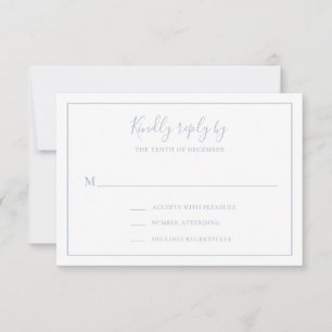 Traditionelles Dusty Blue Elegante Hochzeit RSVP Karte