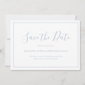 Traditionelles Dusty Blue Elegante Hochzeit Save The Date (Vorderseite)