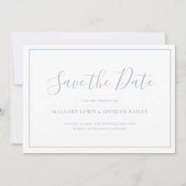 Traditionelles Dusty Blue Elegante Hochzeit Save The Date