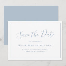 Traditionelles Dusty Blue Elegante Hochzeit Save The Date
