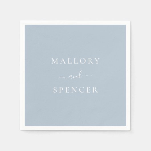 Traditionelles Dusty Blue Elegante Hochzeit Serviette (Vorderseite)