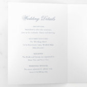 Traditionelles Dusty Blue Formal Elegante Hochzeit Dreifach Gefaltete Einladung (Innen Erste Seite)