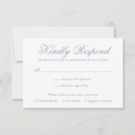 Traditionelles Dusty Blue Formal Elegante Hochzeit RSVP Karte