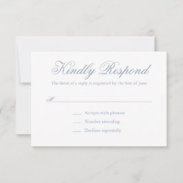 Traditionelles Dusty Blue Formal Elegante Hochzeit RSVP Karte