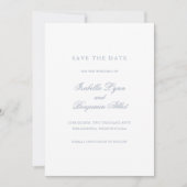 Traditionelles Dusty Blue Formal Elegante Hochzeit Save The Date (Vorderseite)