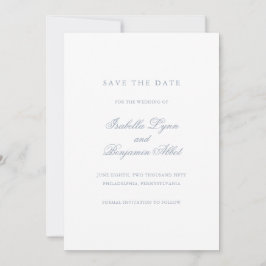 Traditionelles Dusty Blue Formal Elegante Hochzeit Save The Date