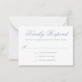 Traditionelles Dusty Blue Formal Mini Wedding RSVP Mitteilungskarte (Vorderseite)