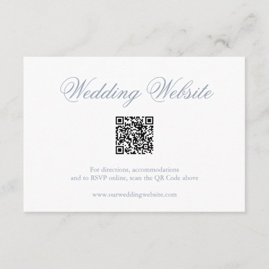 Traditionelles Dusty Blue Formal QR Code Hochzeit Begleitkarte (Vorderseite)