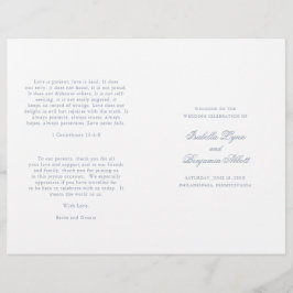 Traditionelles Dusty Blue Formal Wedding Programm