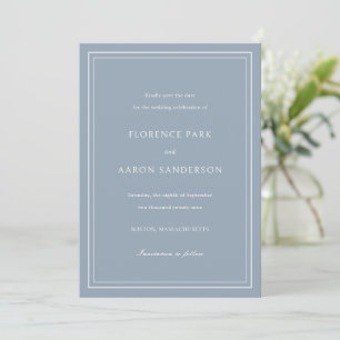 Traditionelles Dusty Blue Foto Zeitlose Hochzeit Save The Date