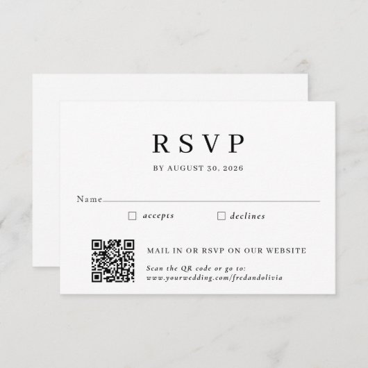 Traditionelles E-Mail-In und QR-Code Hochzeitsszen Begleitkarte (Vorne/Hinten)