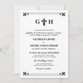 Traditionelles, elegant dekoratives Monogramm Einladung (Vorderseite)