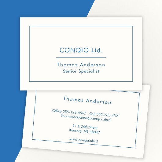 Traditionelles Elegantes Blau Beruflich Visitenkarte