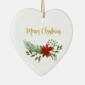 Traditionelles & elegantes Poinsettia Weihnachtsfe Keramik Ornament (Rechts)