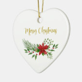 Traditionelles & elegantes Poinsettia Weihnachtsfe Keramik Ornament (Links)