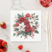Traditionelles elegantes Weihnachtsfest Poinsettia Serviette (Beispiel)