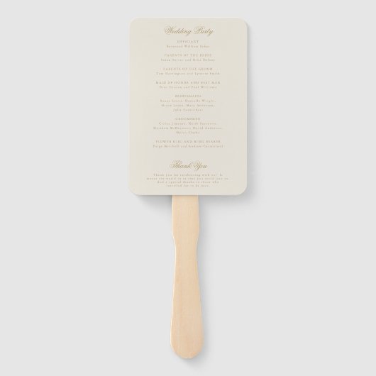 Traditionelles Elfenbein-Hochzeitsprogramm Fächer (Rückseite)