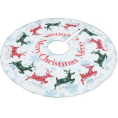 Traditionelles Festfest Rentier Frohe Weihnachten Polyester Weihnachtsbaumdecke (Schrägansicht)