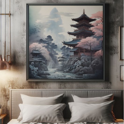 Traditionelles Festhalten des japanischen Tempels Fotodruck