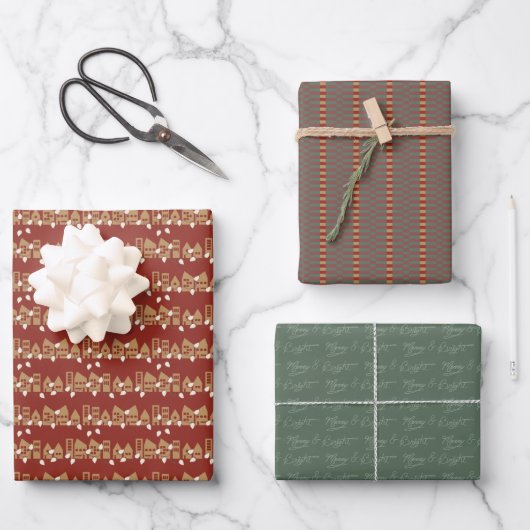 Traditionelles festliches Thema Geschenkpapier Set (Vorderseite)