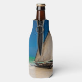 Traditionelles Fischerboot am Strand Flaschenkühler (Flasche Rückseite)