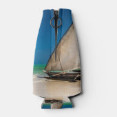 Traditionelles Fischerboot am Strand Flaschenkühler (Rückseite)