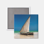 Traditionelles Fischerboot am Strand Magnet (Vorderseite/Rückseite)