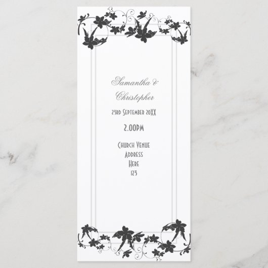 Traditionelles florales Kirchenhochzeitsprogramm Programm (Vorderseite)