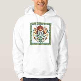 Traditionelles florales Volkskunst-Botanikmuster m Hoodie