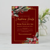 Traditionelles Foliage Frame Weihnachts-Party Folieneinladung (Stehend vorne)