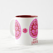 Traditionelles Folk Pink Pysanka Ostereier Zweifarbige Tasse (Vorderseite Links)
