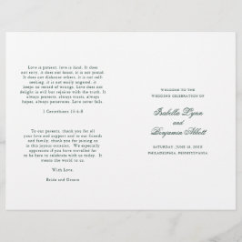 Traditionelles Forest Green Formal Hochzeitsprogra