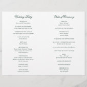 Traditionelles Forest Green Formal Hochzeitsprogra (Rückseite)