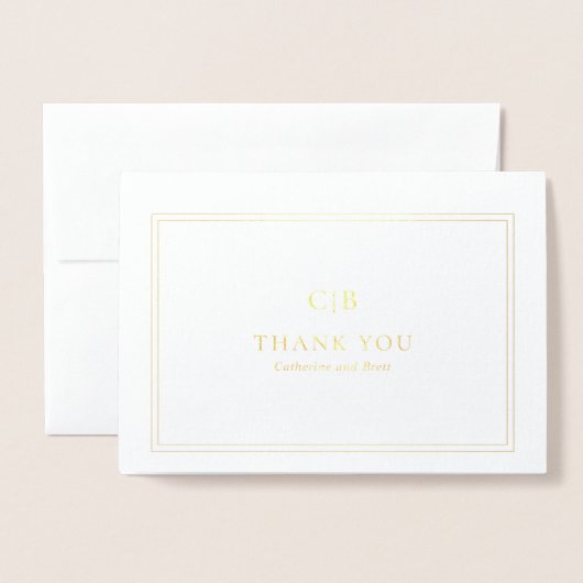 Traditionelles Foto Elegant Wedding Vielen Dank Folienkarte (Vorderseite mit Umschlag)
