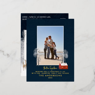 Traditionelles Foto elegante rustikale Winterschne Folien Feiertagspostkarte