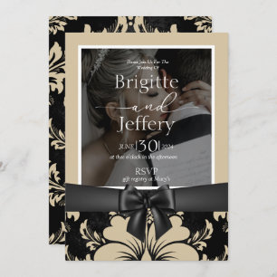 Traditionelles Foto für Hochzeiten in Beige und Sc Einladung