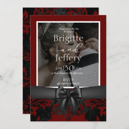 Traditionelles Foto für Hochzeiten und Schwarz/Sch Einladung