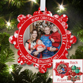 Traditionelles Foto Rotgrün Karierter Urlaub Ornament Karte