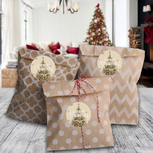 Traditionelles Frohe Weihnachten Antik-Gold Benutz Runder Aufkleber