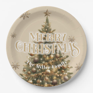 Traditionelles Frohe Weihnachten Antik-Gold Custom Pappteller