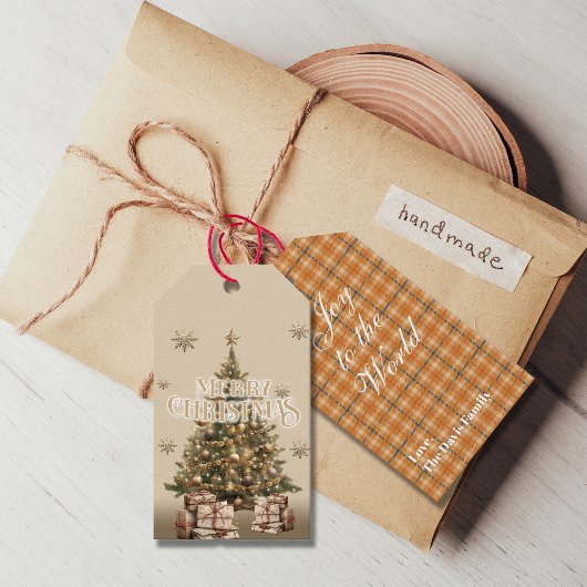 Traditionelles frohe Weihnachten Antique Warm Gold Geschenkanhänger