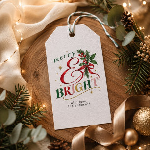 Traditionelles Frohes und Helles Weihnachts-Stechp Geschenkanhänger