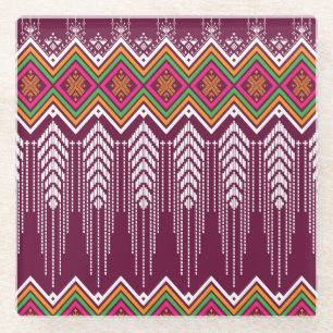 Traditionelles geometrisches ethnisches Muster Glasuntersetzer