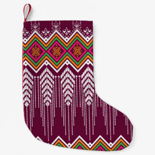 Traditionelles geometrisches ethnisches Muster Kleiner Weihnachtsstrumpf