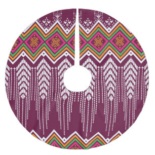 Traditionelles geometrisches ethnisches Muster Polyester Weihnachtsbaumdecke