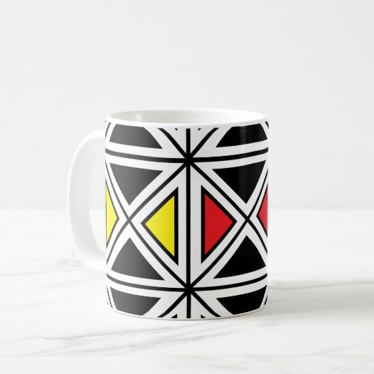 Traditionelles geometrisches Ethnisches Stammmuste Kaffeetasse (Vorderseite Links)